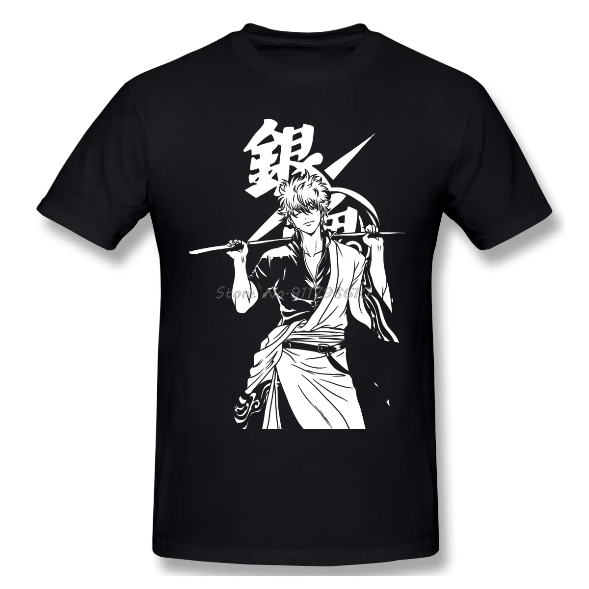 Plus Size O-neck Cotton Short Sleeve Shirt Men Tees Harajuku Streetwear Sakata Gintoki Manga Gintama harajuku graphic summer new