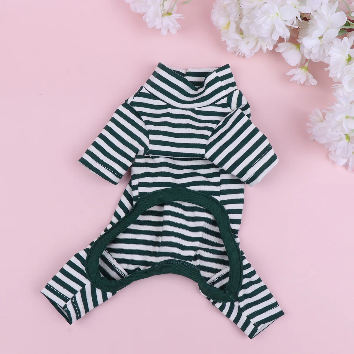 

Dog Jumpsuit Stripe Cotton Pet Costume For Walking Jogging Outdoor Small Size S Green Puppy Clothing Doggie Winter Wear