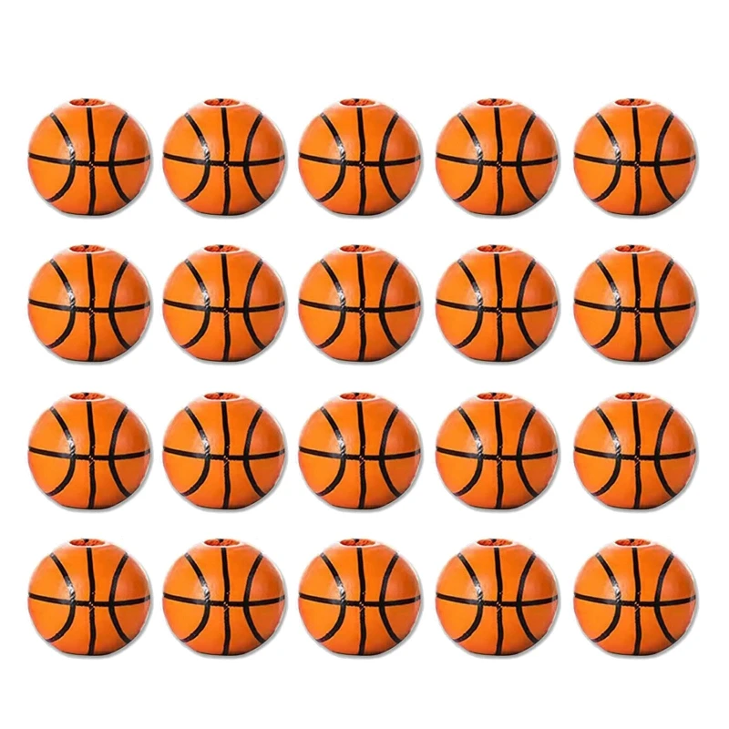 20Pcs Sport Tennis Basketball Spacer Bead Mix Spacer Wood Bead For Making Bracelet Necklace DIY Craft Jewelry