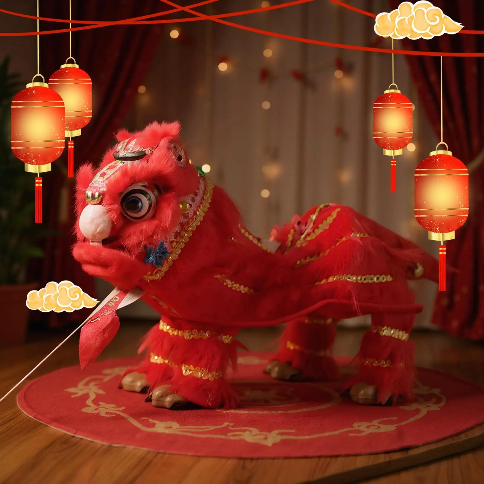 

Traditional Chinese Puppet Lion Dance Traditional Chinese Marionette With String Handmade Festive Toy Cultural Craftsmanship For