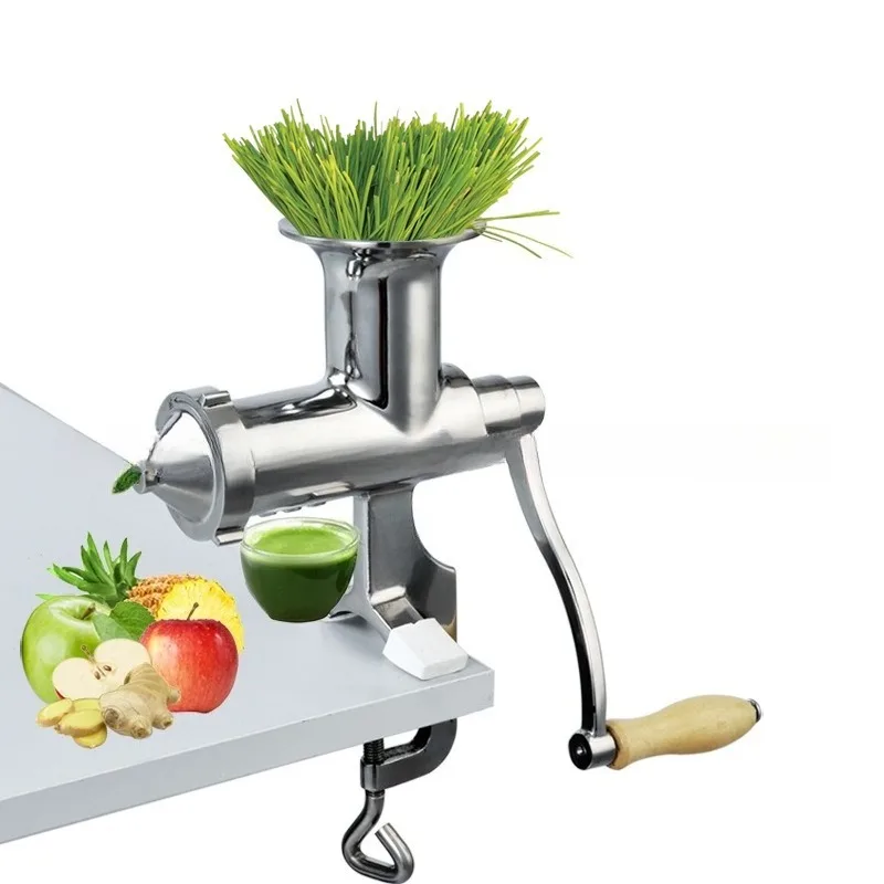 

Manual stainless steel wheatgrass juicer, hand crank, slag juice separation