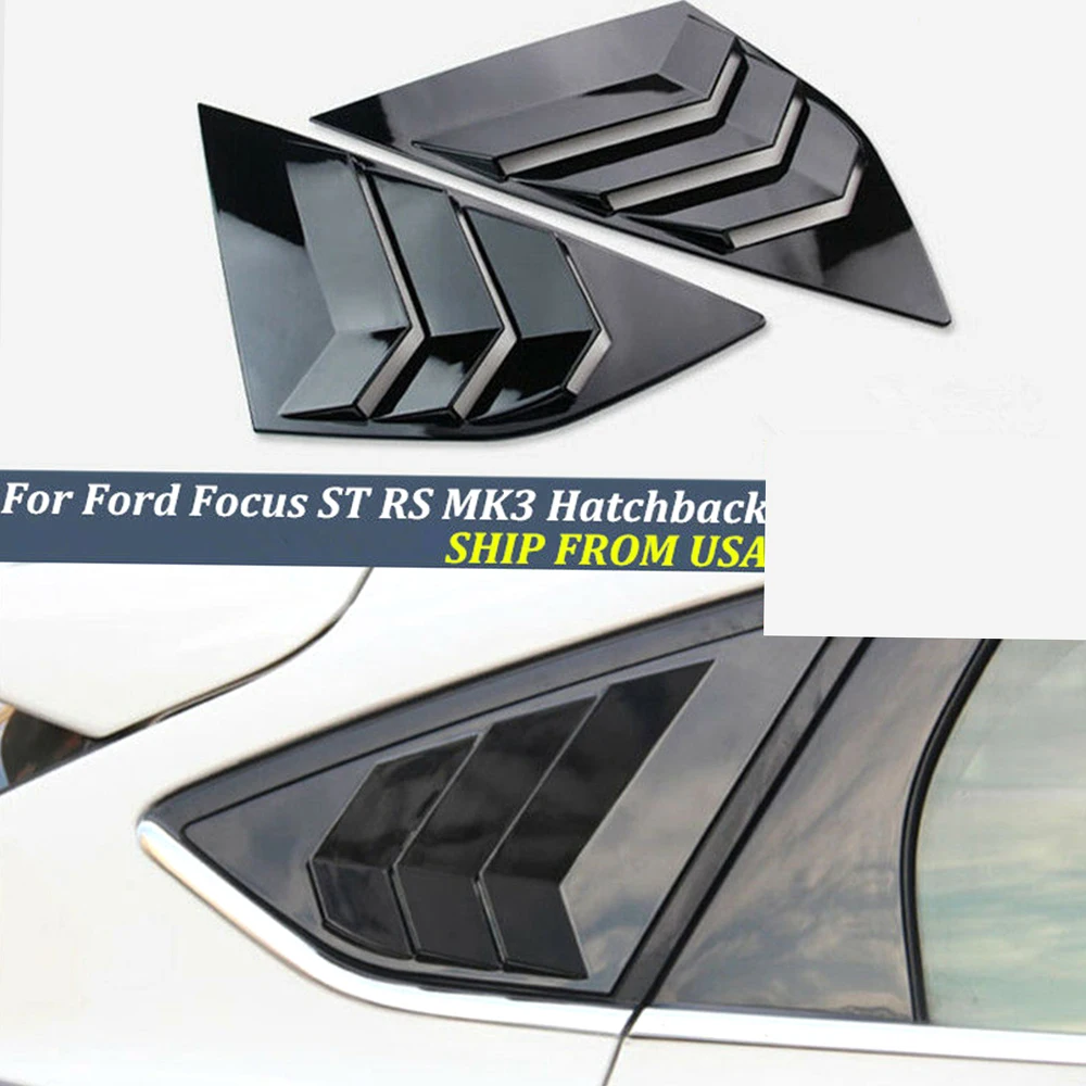 

2pcs Rear Window Louvers Car Rear Window Blinds Side Tuyere Louvers Vent Replacement for Ford Focus ST RS MK3 Hatchback