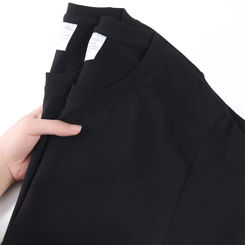 Cotton Blank Plain T-shirt Men Crew Neck Short Sleeve Loose Oversized Minimalist Daily Versatile Casual Streetwear Top
