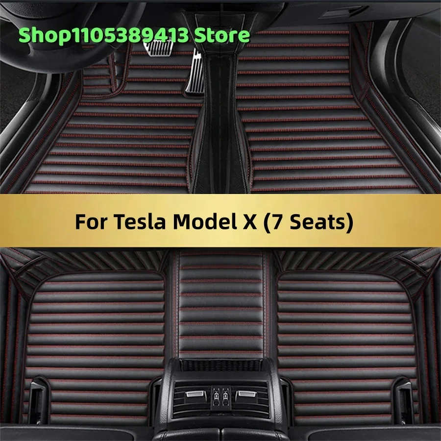 

Mats Carpets Leather Custom Car Floor Mats For Tesla Model X (7 Seats) 2025 2026 2027 2028 Car Mat Accessories