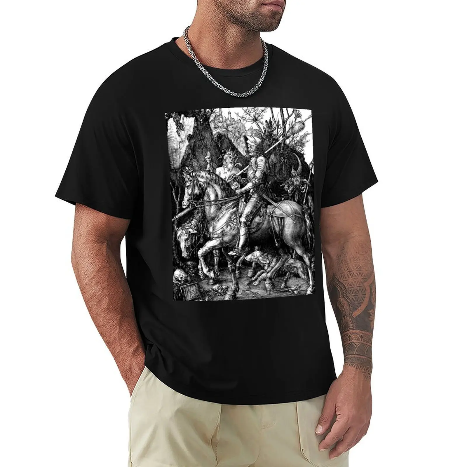 

Knight, Death and the Devil - Albrecht Durer T-Shirt sweat cotton graphic tees plain mens t shirts top quality