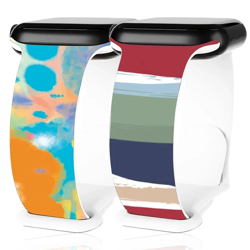 Силиконовый ремешок для Apple Watch Band 49 мм, 40 мм, 41 мм, 46 мм, 45 мм, 44 мм, 42 мм, браслет с принтом для iWatch Series Ultra 10 9 8 7 6 5 se