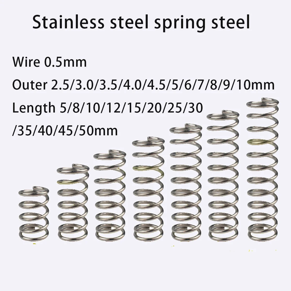 

304 Stainless Steel Strong Spring Compressed Miniature Ballpoint Pen Spring Wire 0.5mm Outer 2.5/3/4.5/5/6/7/8mm Length 5-50mm