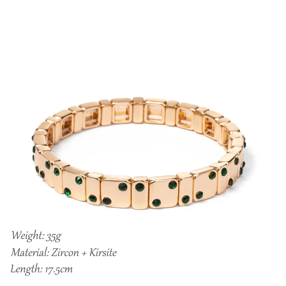 2023 New Trendy Enamel Colorful Beads Elastic Bracelet Set for Women Zirconia Bangle Women Jewelry Accessories Gift