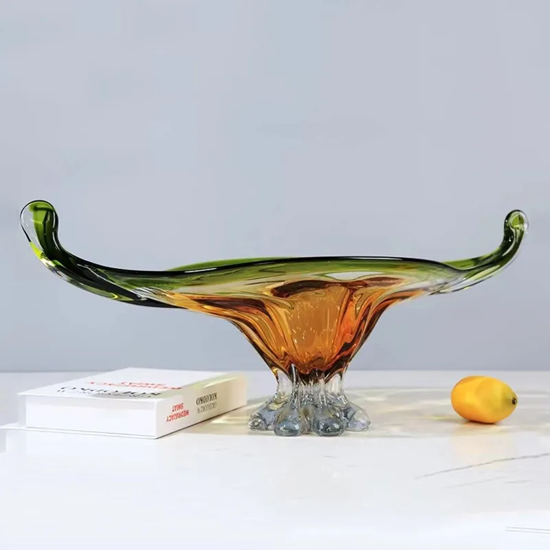 Modern light luxury glass fruit plate living room home Internet celebrity personality creative tea table