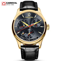 CARNIVAL Kinetic Energy Dual Time Display Mechanical Watches Men Top Luxury Brand Sports Automatic Waterproof Men Watch Reloj