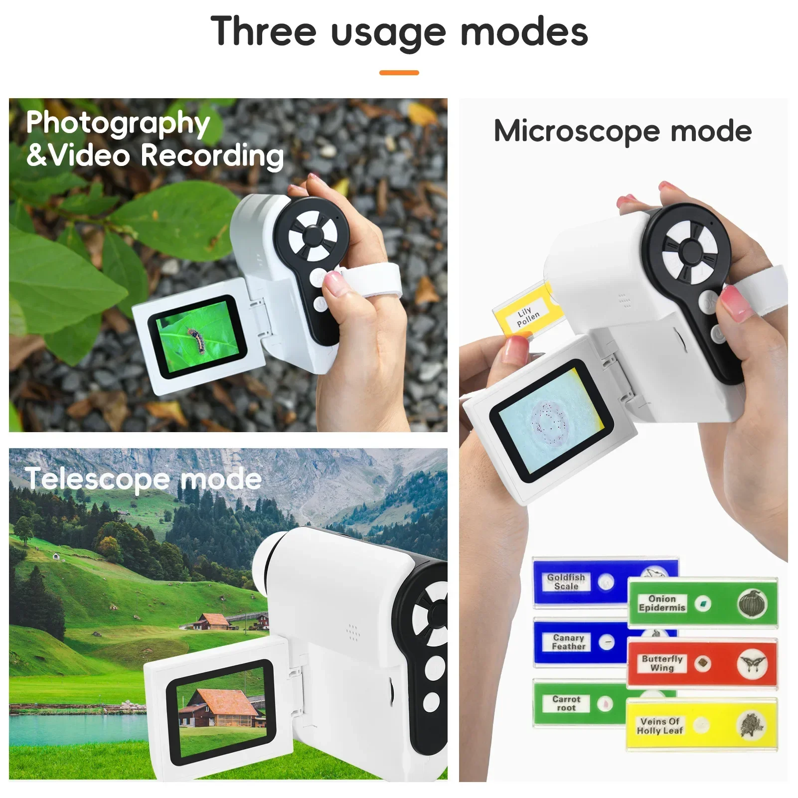 

Portable Kids Microscope 1000X Zoom, View Bacteria, Capture Photos & Videos, Memory card not included