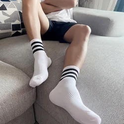 5 Pairs Cotton Socks White Black Three Stripes Short Sports Men Casual Streetwear Short Soks For Summer Man Cool Tube Socks