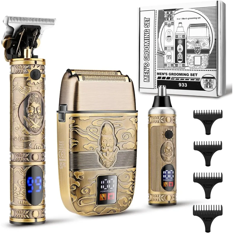 

Мужской набор для ухода за волосами Профессиональные машинки для стрижки волос и бритва для мужчинЭлектрическая бритва и триммер для носа Набор триммер для бороды с 2 фольгой H