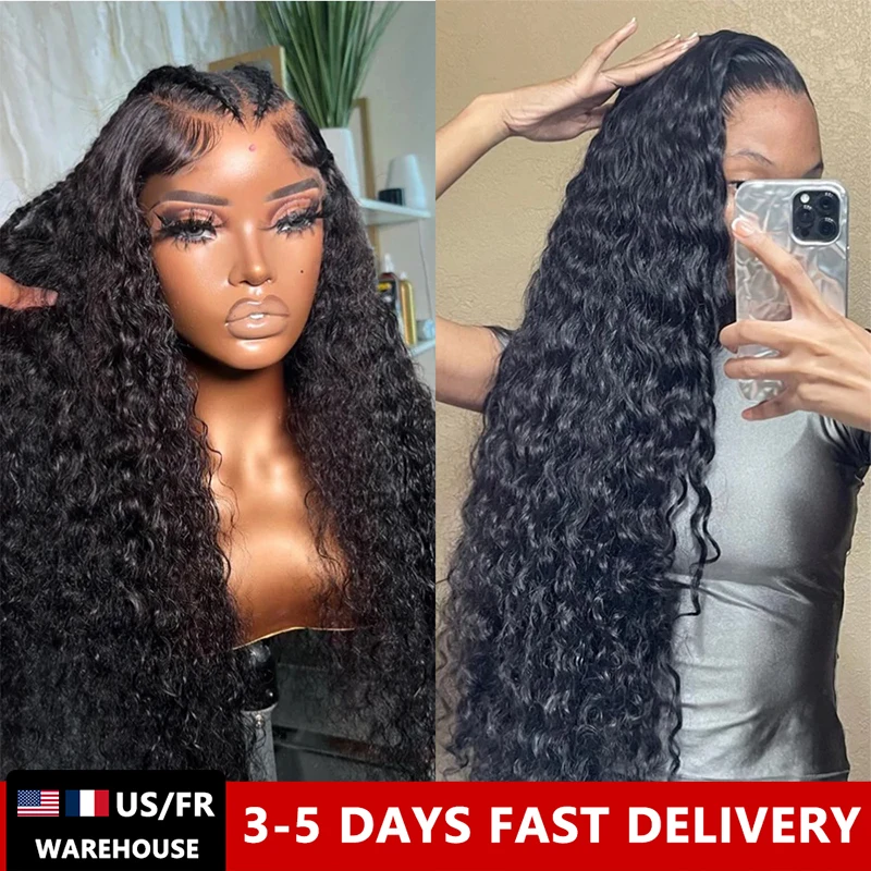 Cur Wig Human Hair 200% 13x4 Lace Frontal Human Hair Wigs Deep Wave 13x6 Pre Plucked Kinky Curly Remy 4x4 HD Lace Closure Wig