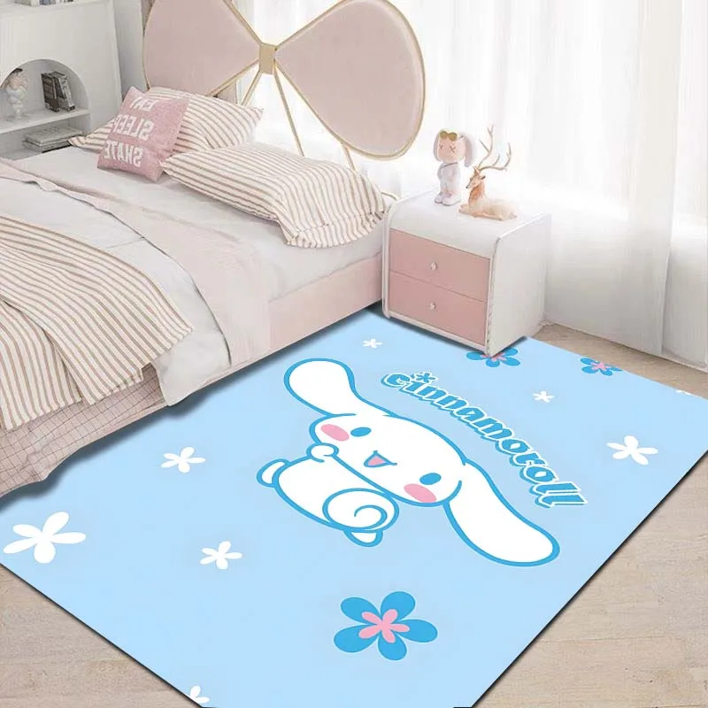 Sanurgente Cinnamoroll Tapis d\'impression Kawaii pour chambre de fille, salon, chambre à coucher, zone de décoration intérieure, lea Polymères non