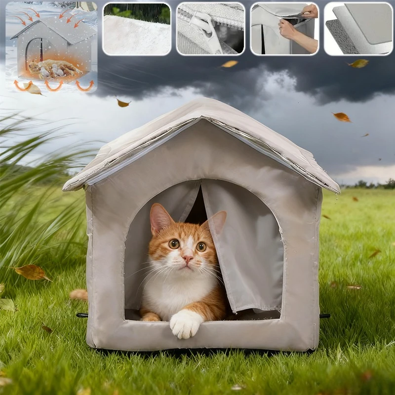 

1PC Newest Portable Pet Nest Outdoor Waterproof Cold Proof Stray Cat Houses Easy Installation Long-lasting Warmth Nest Для Котів