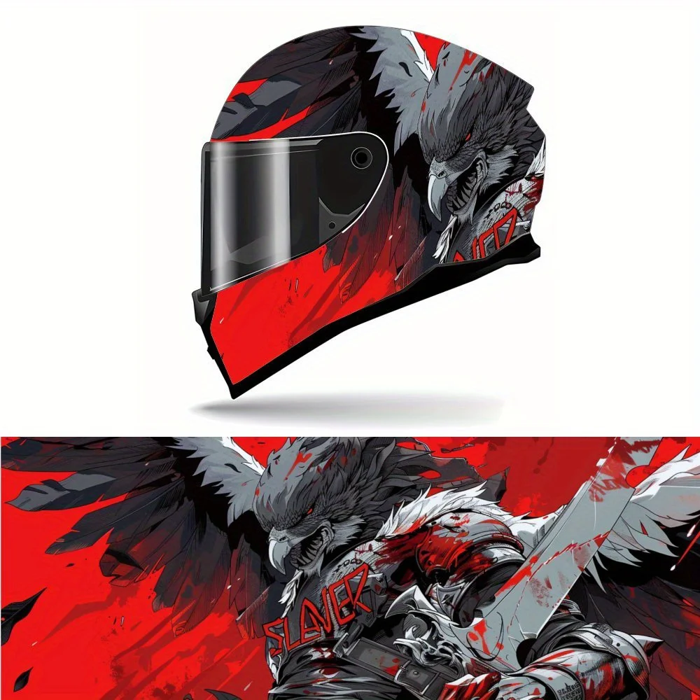 

Shadow of Slaughter: Eagle - helmeted Warrior Full Face Helmet Vinyl Wrap Sticker, Waterproof Scratch-Resistant Self-Adhesive PV