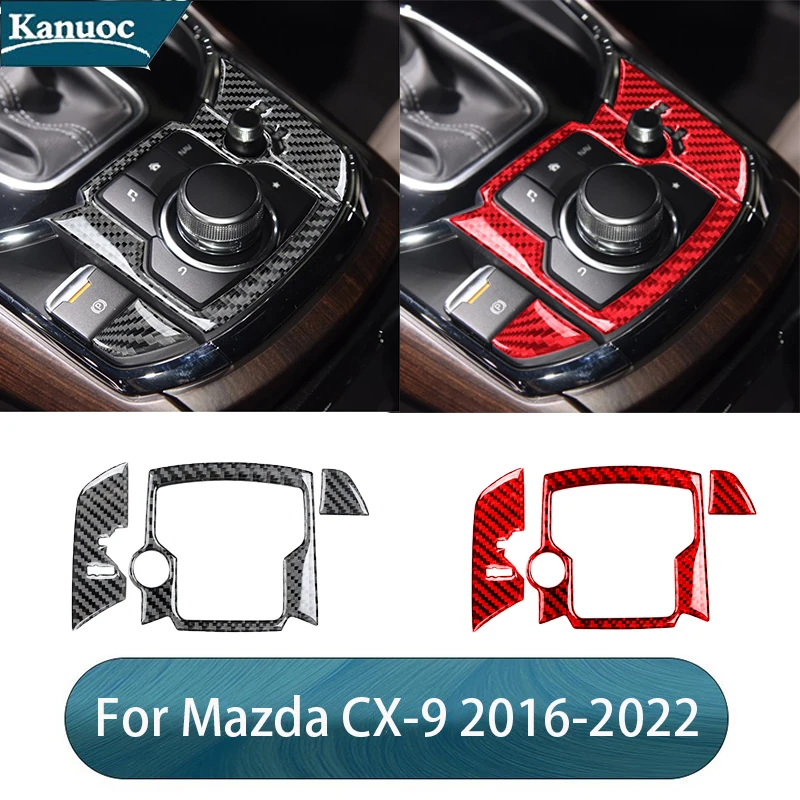 Carbon Fiber Audio Console Styling Stickers For Mazda CX-9 2016 2017 2018 2019 2020 2021 2022 Car Styling Interior Accessories