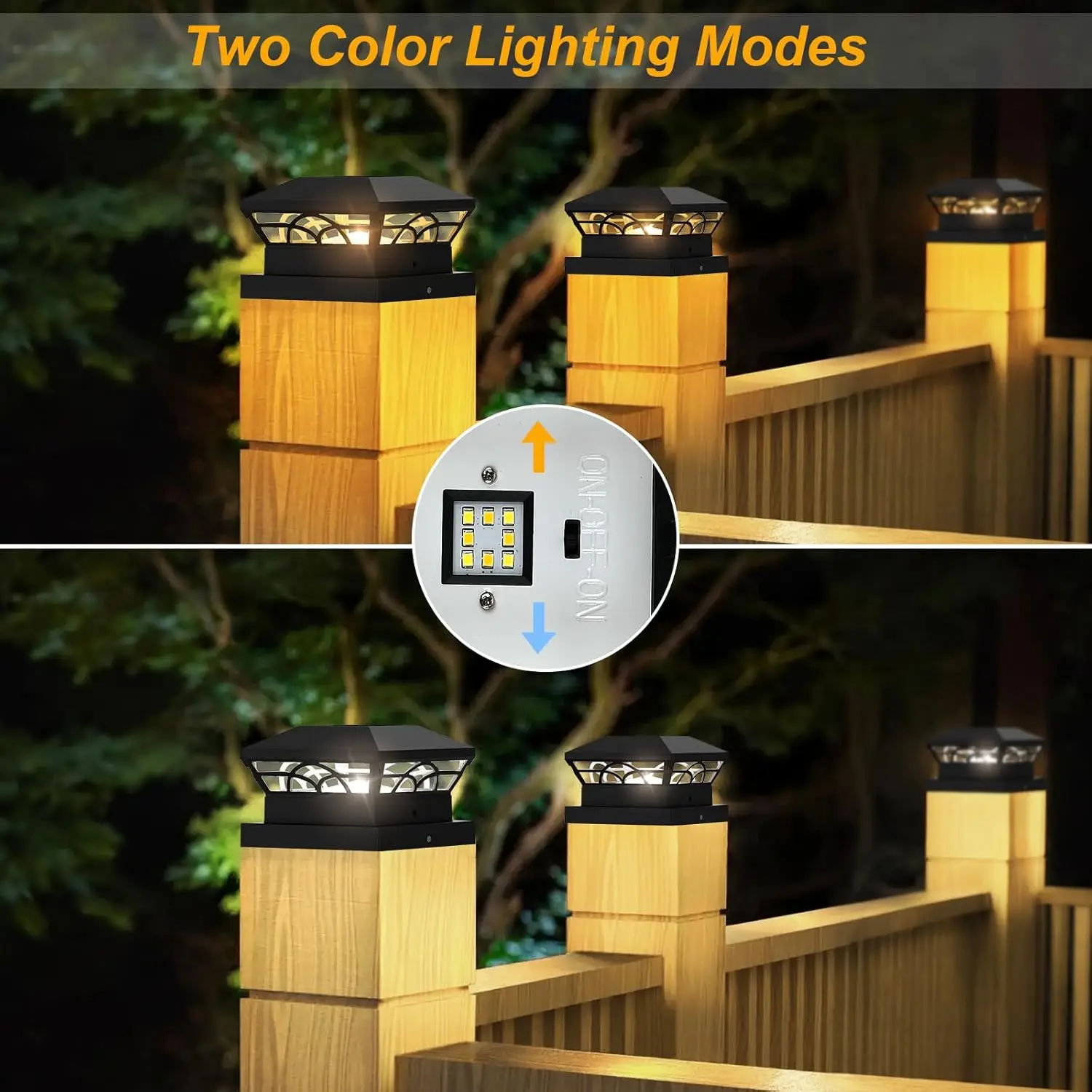 Solar Column Lamp Outdoor 3000K 6000K IP65 Fence Gate Pillar Head LED Lamp For House Gate Patio Garden Solar Post Deck Cap Light