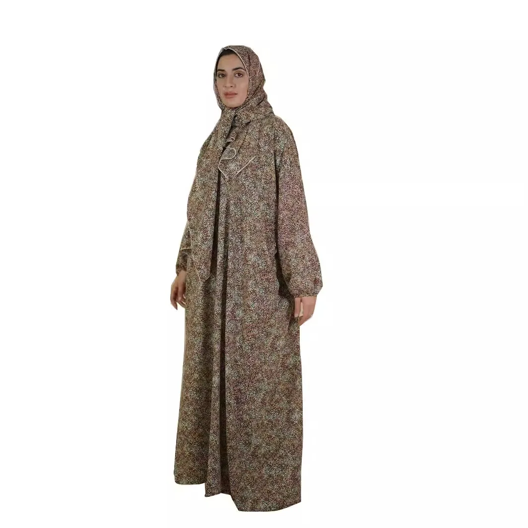 

Lady's Leisure Dress with Scarf Big Size Soft Rayon Cotton Prints Viscose Dashiki for Adult Robe for Big Girls Soft Ethnic Style