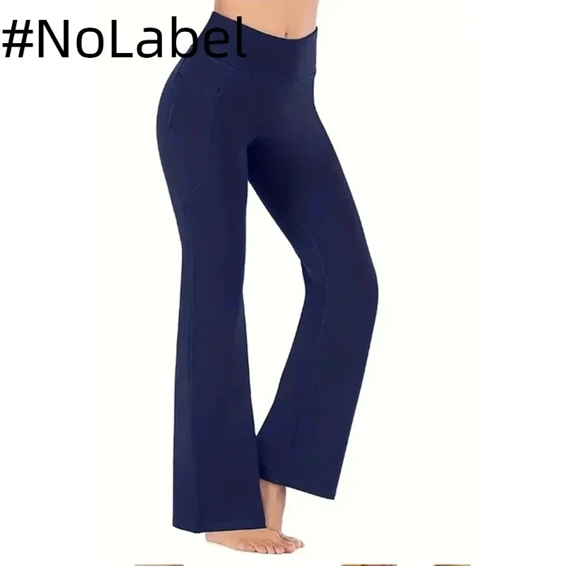 NoneLabelCollection Uitlopende broek Veelzijdige hoge taille Heuplift Vloerdragende Slim Fit Elegante wijde pijpen Lange broek Dames