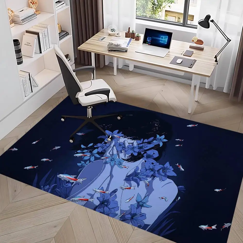 Japanese horror movie P-perfect B-blue Floor Mat INS Style Soft Bedroom Floor House Laundry Room Mat Anti-skid Household Carpets