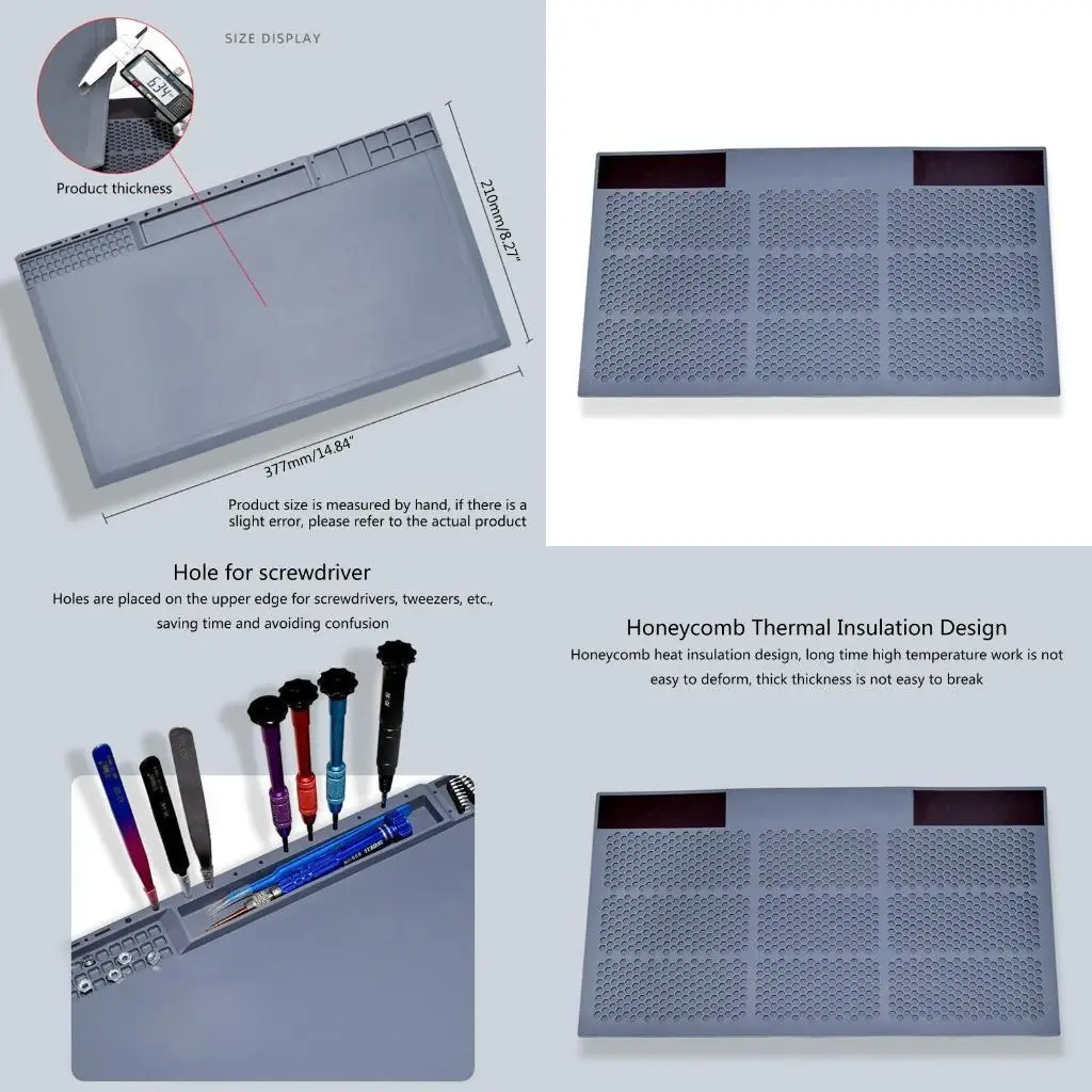 652F Silicone Repair Mat Heat Insulation Welding Mat Repair Mat Soldering Mat for Soldering Iron Workbench Repairing