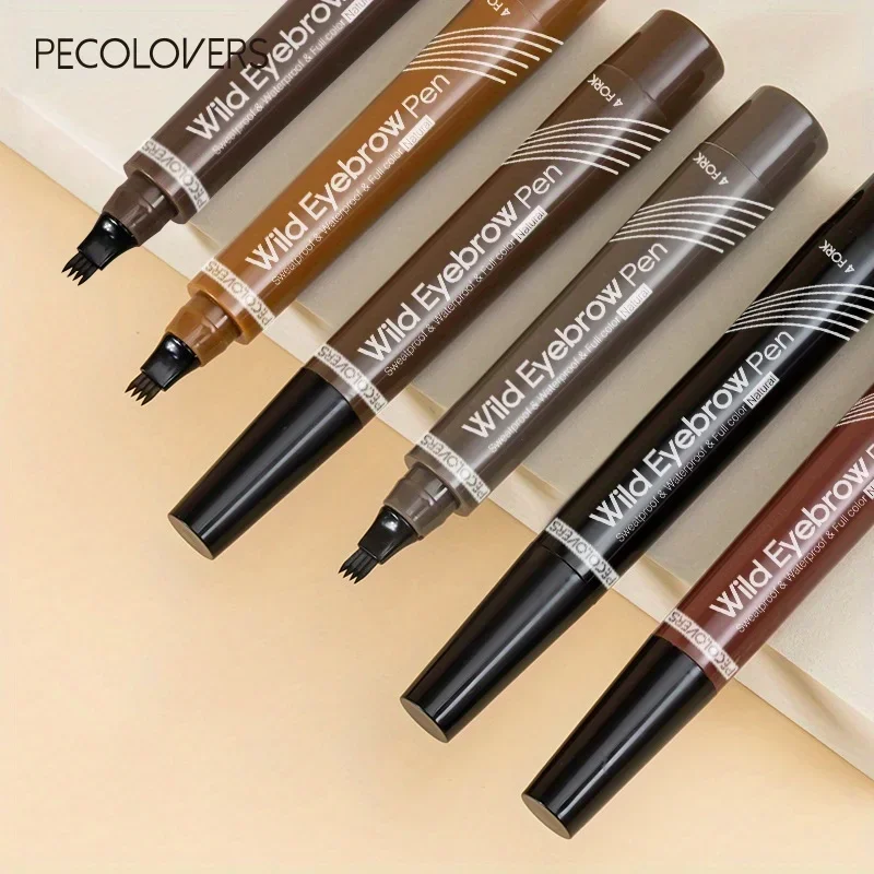 5 kleuren Donkerbruin 4 Punt Vloeibare Wenkbrauwpotlood Microblading Waterdicht Wenkbrauwpotlood Tattoo Wenkbrauw Pen Make-Up 1 ST