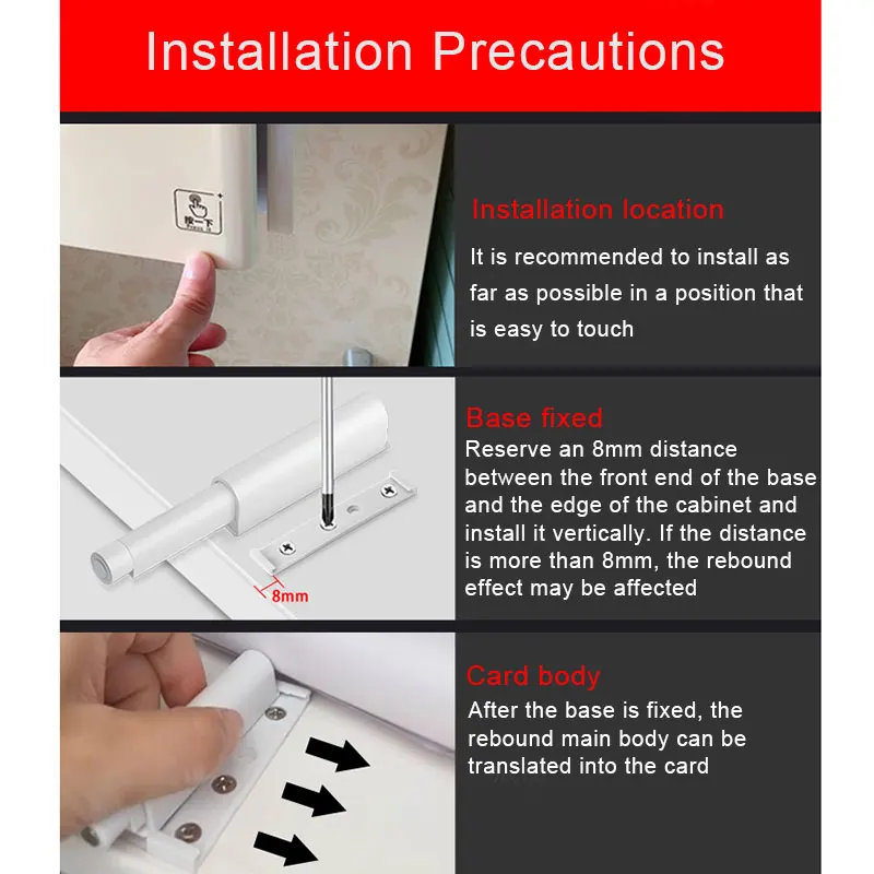 Magnetic Press Rebound Device Touch Latches With Indicator Sticker Auto-Rebound Design For Wardrobes Cabinets Or Other Furniture