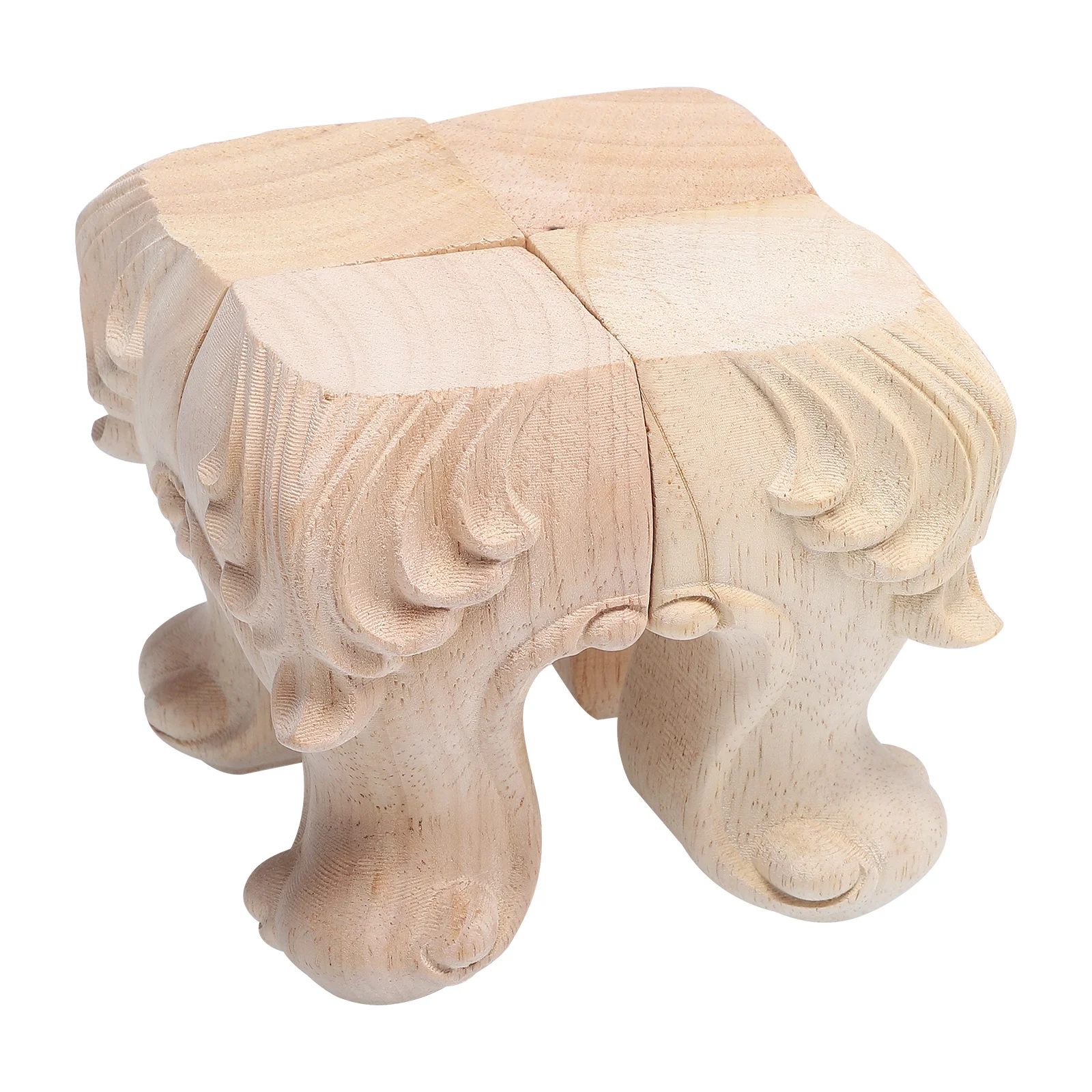 4Pcs Solid Wood Carved Rose Furniture Legs European Style Household Sofa Table Feet Wood Legs Replacement For Bed Dresser Bench