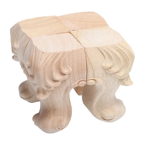 Imagen 1 del producto Patas de muebles de rosas talladas de madera maciza, patas de mesa de sofá de estilo europeo para el hogar, reemplazo de patas de madera para banco de tocador de cama, 4 Uds.