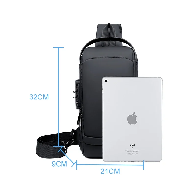 Tas Berkendara Sepeda Motor untuk Pria Tas Dada Tahan Air Olahraga Luar Ruangan Tas Pinggang Selempang Kapasitas Besar Laptop dengan Port Pengisi Daya