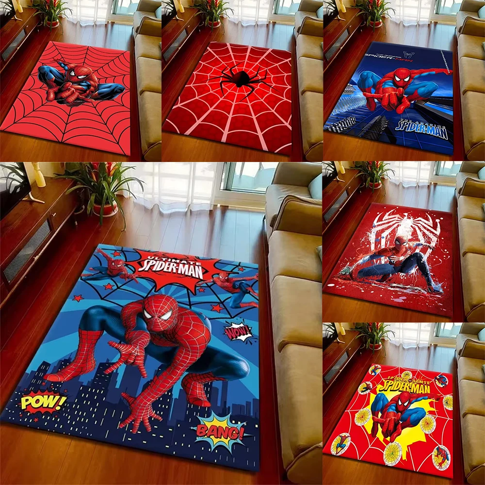 

MINISO Playful Spider-Man Themed Rug Vibrant Cartoon Floor Mat for Childrens Bedroom Living Room Durable Carpet Fun Home Accent