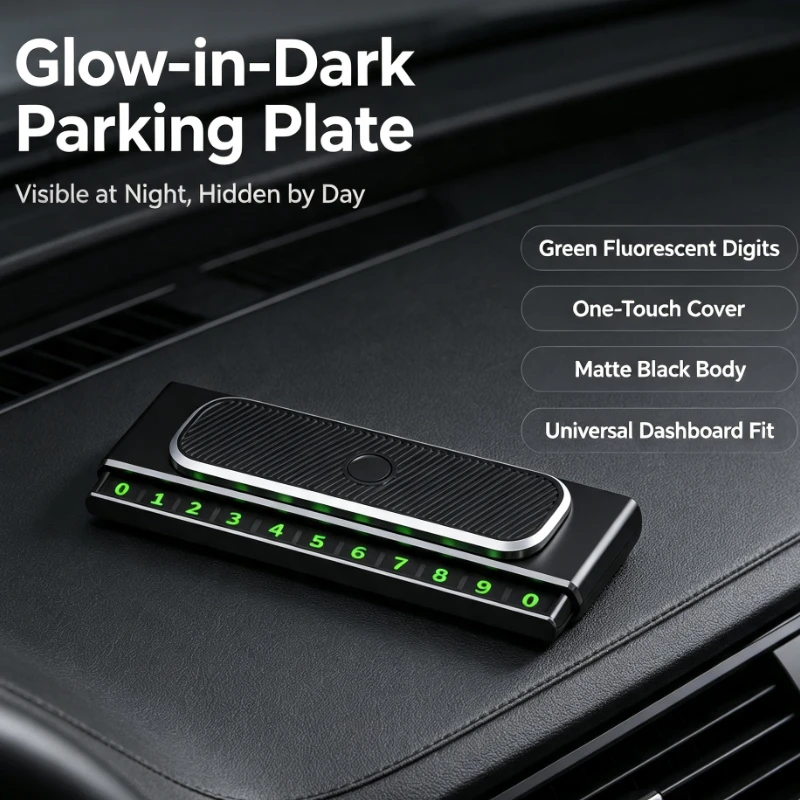 Car Temporary Parking Number Plate Luminous Hidden Dashboard Accessories Privacy Protection Moving Card Clip