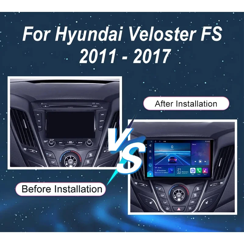 Car Android 15 Radio For Hyundai Veloster FS 2011 -2017 Auto Stereo Multimedia Player GPS Navigation Carplay QLED Touch Screen