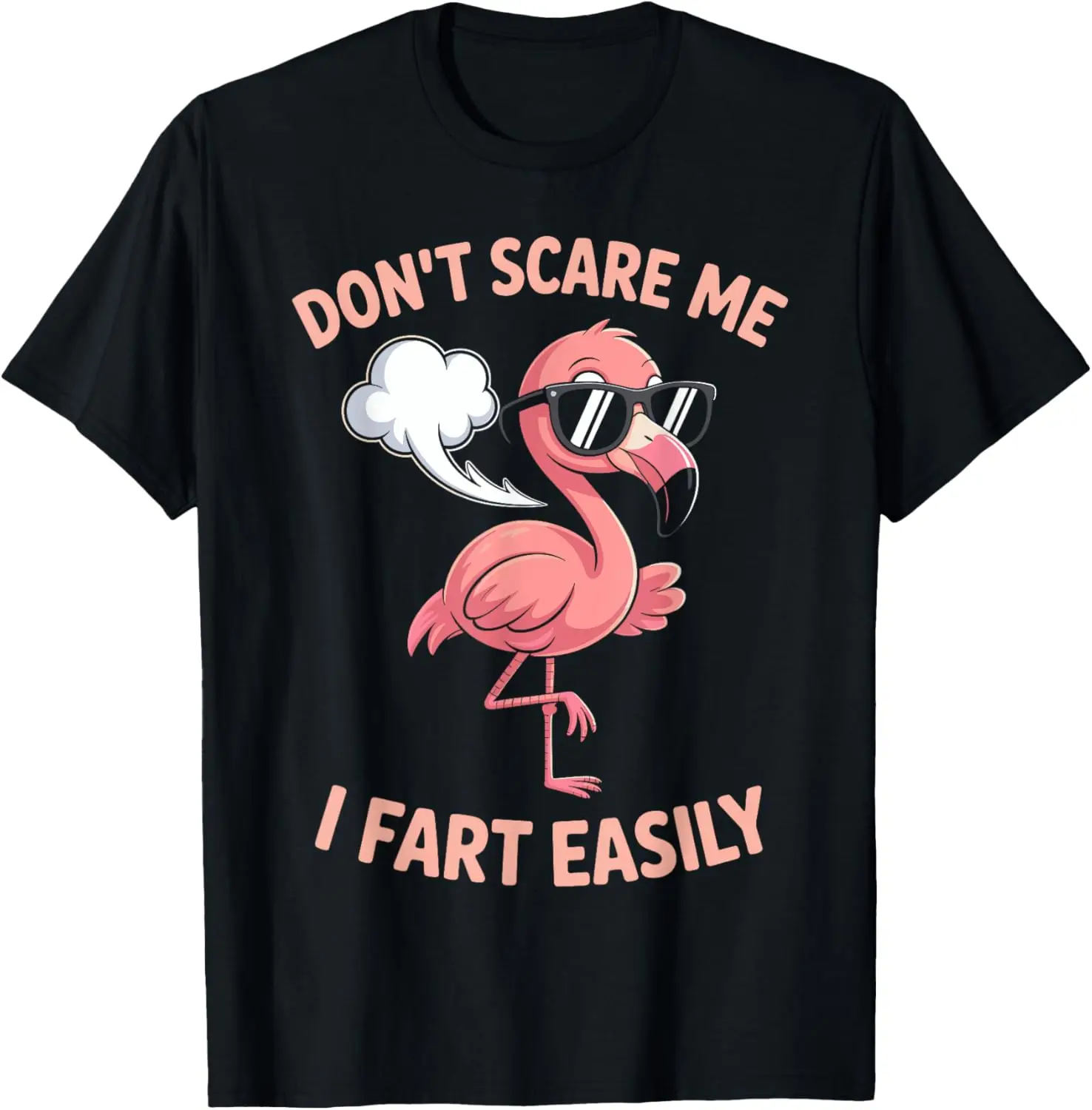 Don't Scare Me I Fart Easily Flamingo Funny Farting Joke Pun T-Shirt Streetwear Clothing Y2k  Kawayi Camisas Streetwear
