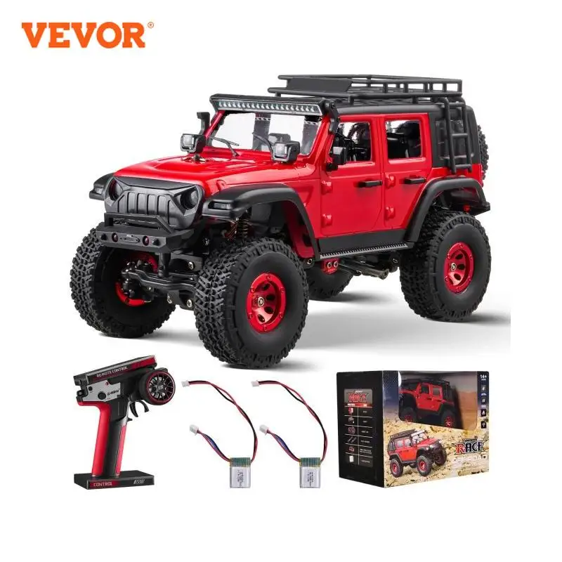 VEVOR Fast RC Cars 3km/h 1/24 Off Road All Terrain 4WD with Full Lighting Remote Control Racing Truck for Adults and Kids Toys