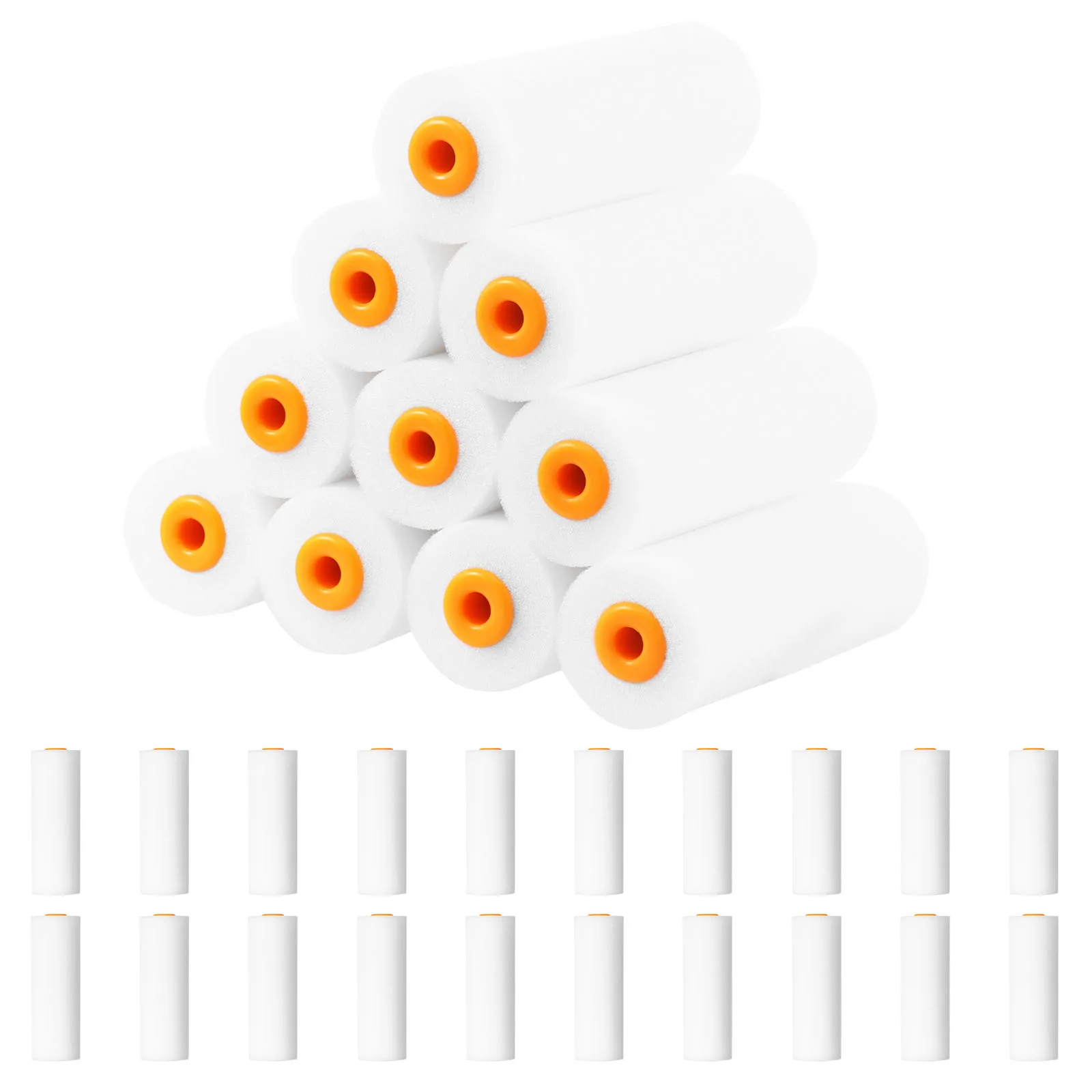 30PCS Paint Roller Brush White Durable Foam Paint Roller Sleeves Painting Decorating Sponge Rollers Art Sets Painting Supplies