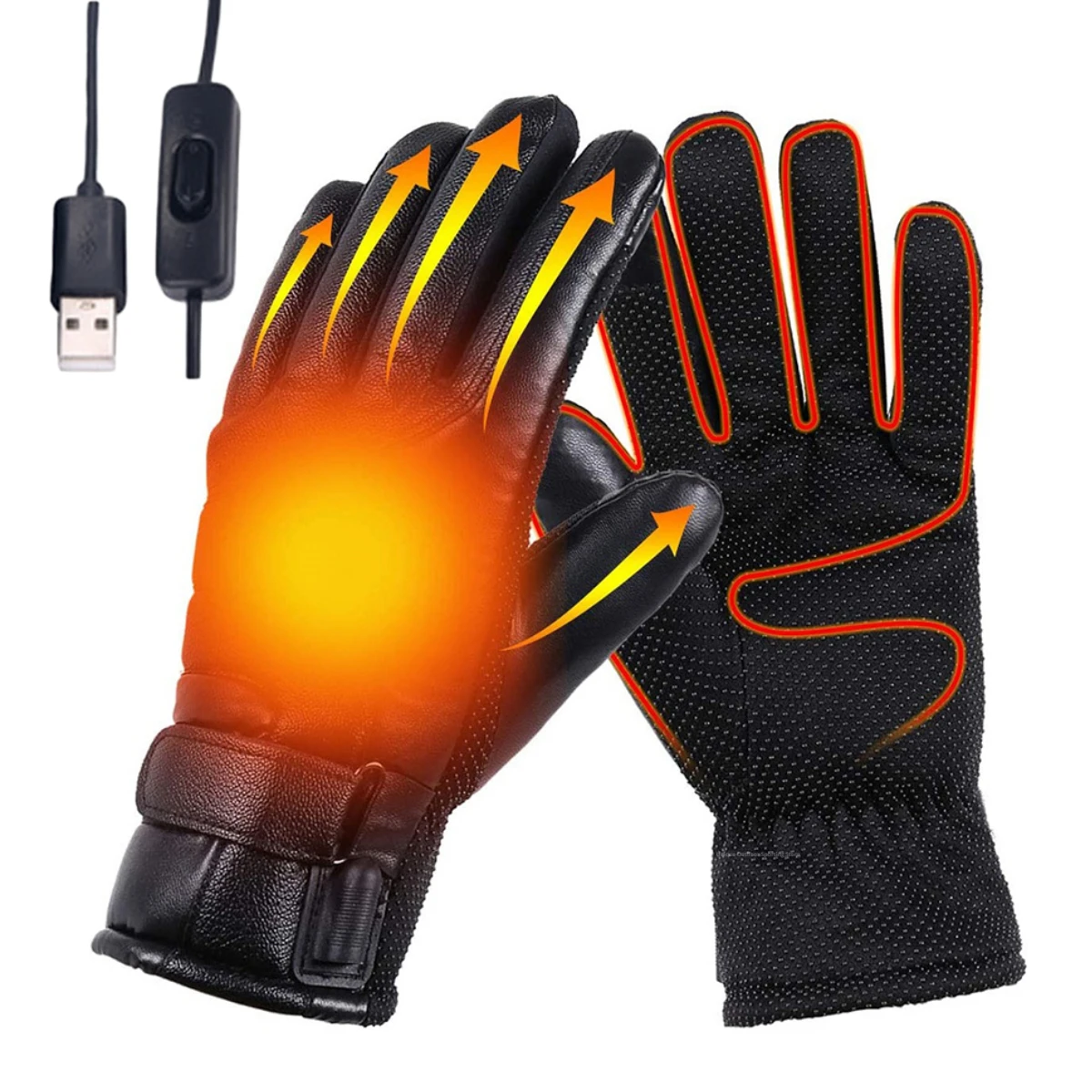 Winter Thermal Cycling Gloves Waterproof Cycling Gloves Touchscreen Hand Warmer USB Electric Gloves Heated Gloves for Motorcycle