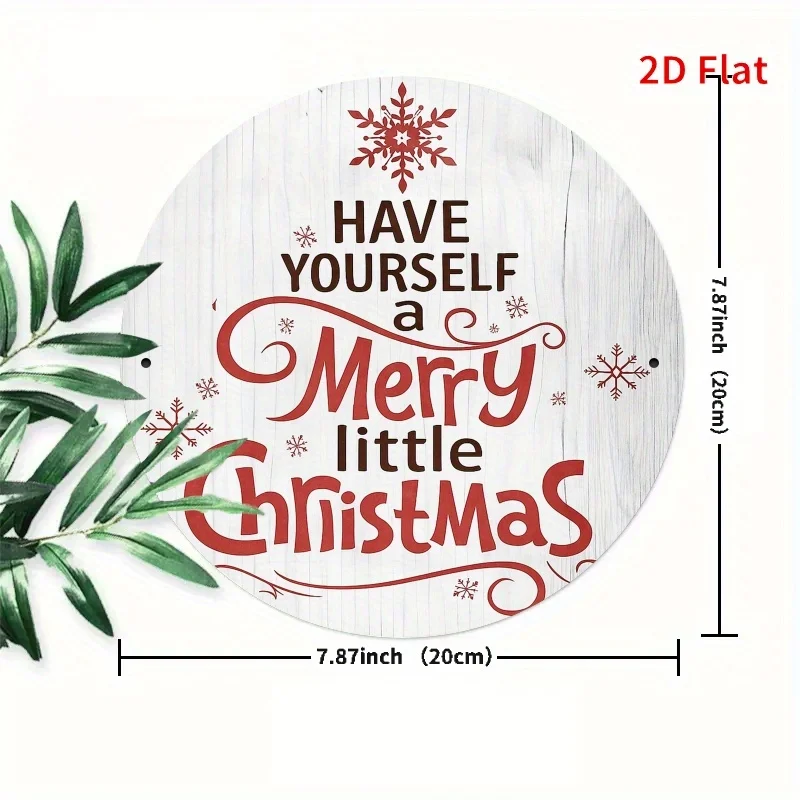 Metalowy szyld ścienny 2D w stylu vintage retro z napisem świątecznym: "Have Yourself a Merry Little Christmas" - 19,81x19,81 cm, okrągły, rosyjski styl.