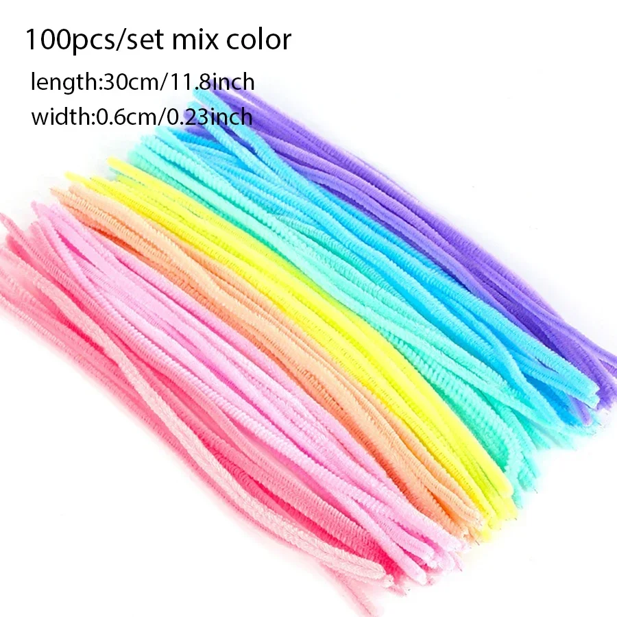 100 pçs chenille hastes brinquedos diy tiras torção barra bigorna fio artesanato tubo criativo hobby crianças vara de pelúcia chenille varas novo