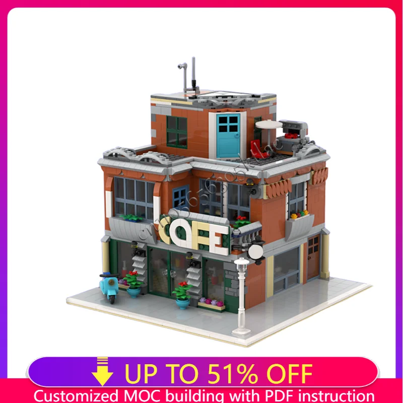 1784 Parts Hot Sale Creative Cafe Restaurant Building Bricks Model Build Educational Assembly Blocks Toy For Kids Festival Gift