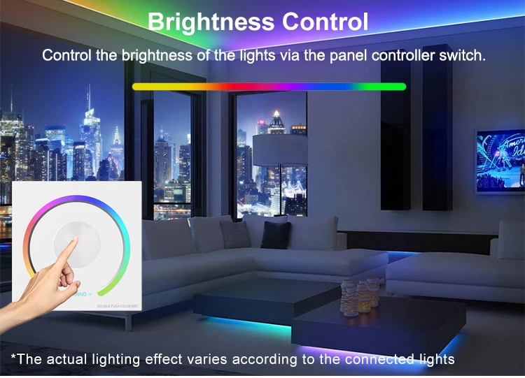 LED DimmerController touch knob dimmer CCT RGB DC12V-24V 6A Wall Mounted Panel Wall switch Wireless controller