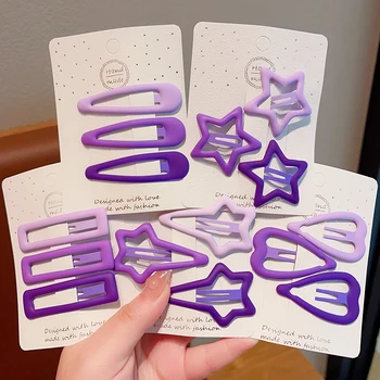 2023 Nieuwe 3 stks/set Kinderen Leuke Paars Roze Geometrische Sterren Hart Haar Clips Baby Meisjes Zoete Haarspelden Kinderen Haar accessoires