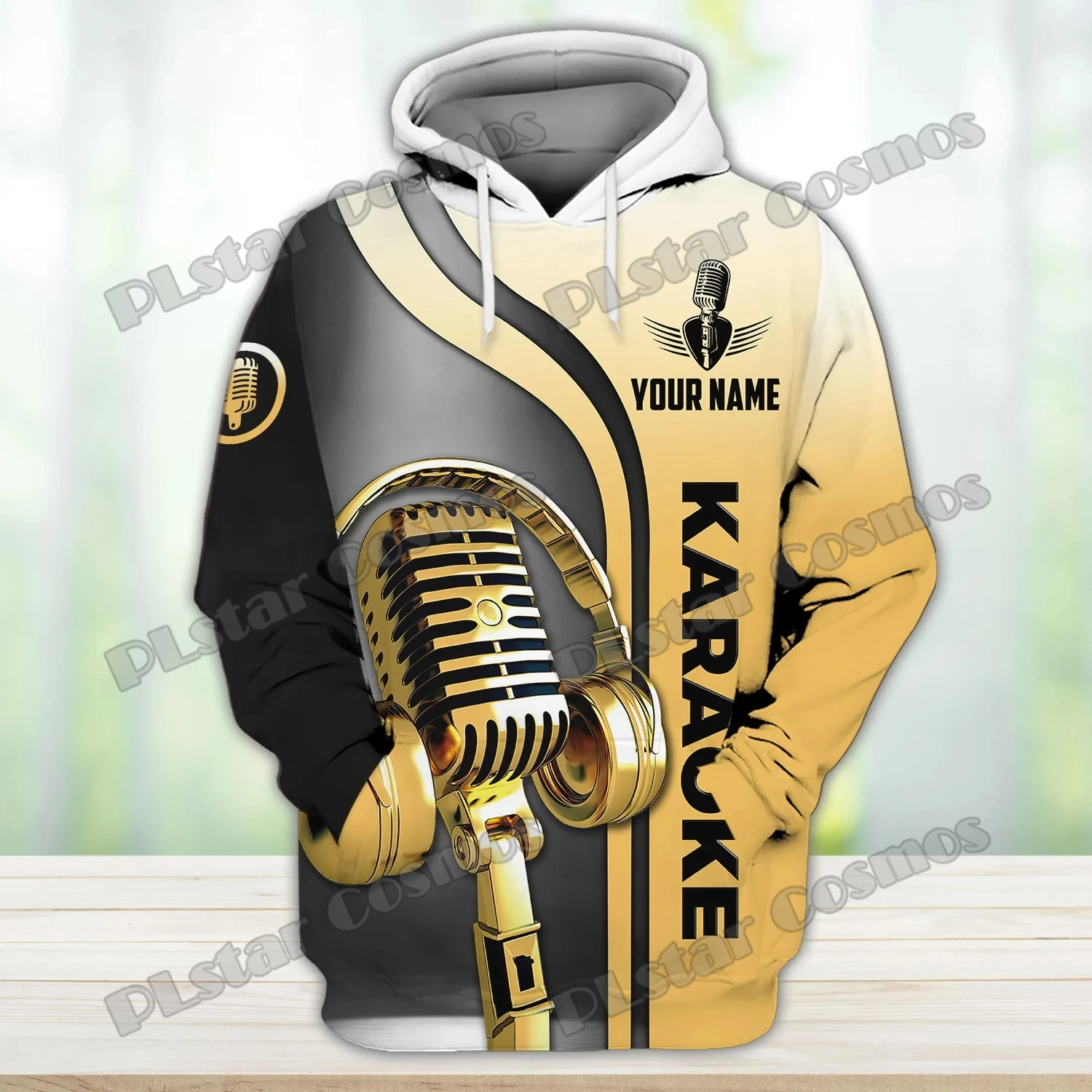 Karaoke Pattern Yellow Custom Name 3D Printed Fashion Men's Hoodies & Sweatshirt Autumn Unisex Casual Zipper Hoodie TDD226