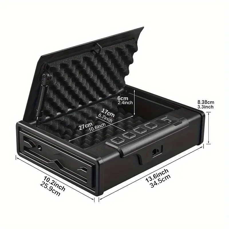 Biometric Gun Safe Box with Quick Access & Silent Operation Fingerprint, Keypad and Key with Type C Emergency Power Port.