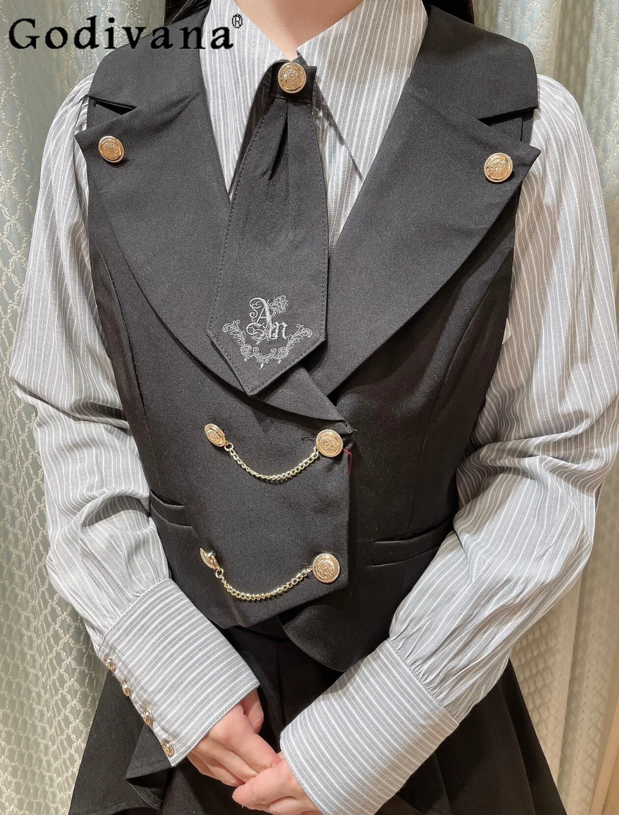 

2026 Spring New Japanese Sweet and Cute Lolita Outfit for Girls College Style Versatile JK Uniform (Top + Vest)