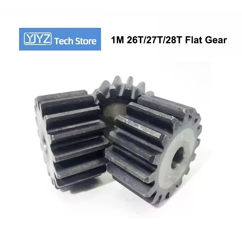 1 Module Spur Gear 26T 27T 28T 45# Steel Flat Cylindrical Pinion Process Hole 6mm Machining For CNC Motor Transmission Parts