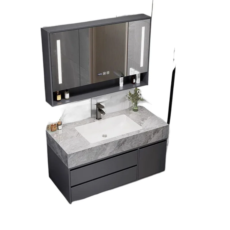 

Slate, seamless, ceramic integrated, bathroom cabinet, combination, minimalist, toilet