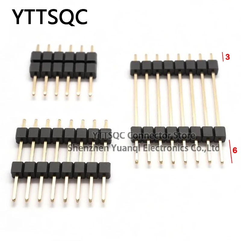 10PCS 2.54mm Double Plastic Single Row Male 40P PCB Board Pin Header Connector Pinheader 1*40p Long 11.2/15/17/19/21/25/30/40mm